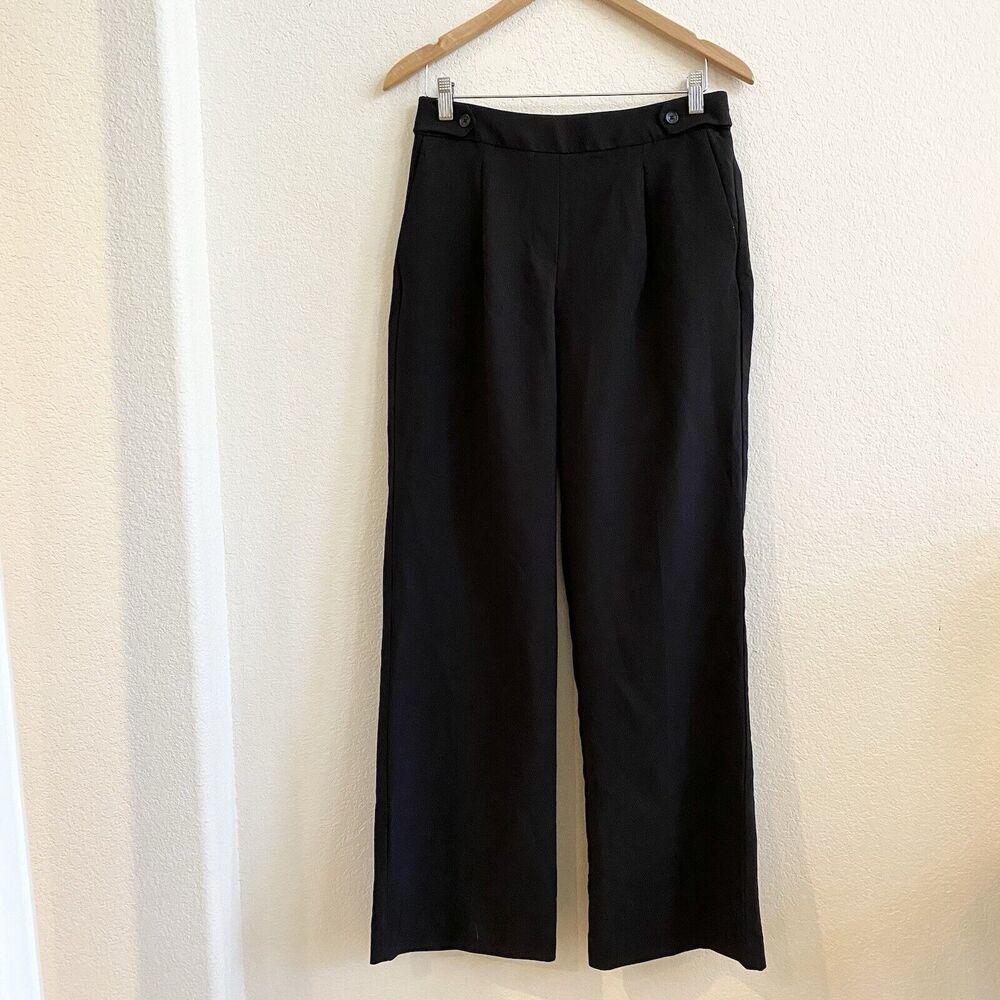 CALVIN KLEIN Pleated Front Wide Leg Pants w/pockets Size 4 Black